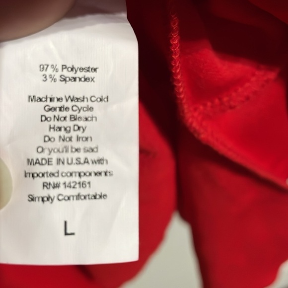 LulaRoe Red Ruffle Off Shoulder Mermaid Hem Dress Size Large - Picture 6 of 10